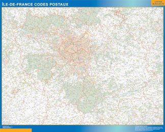 Carte Ile de France geante codes postaux impression numérique